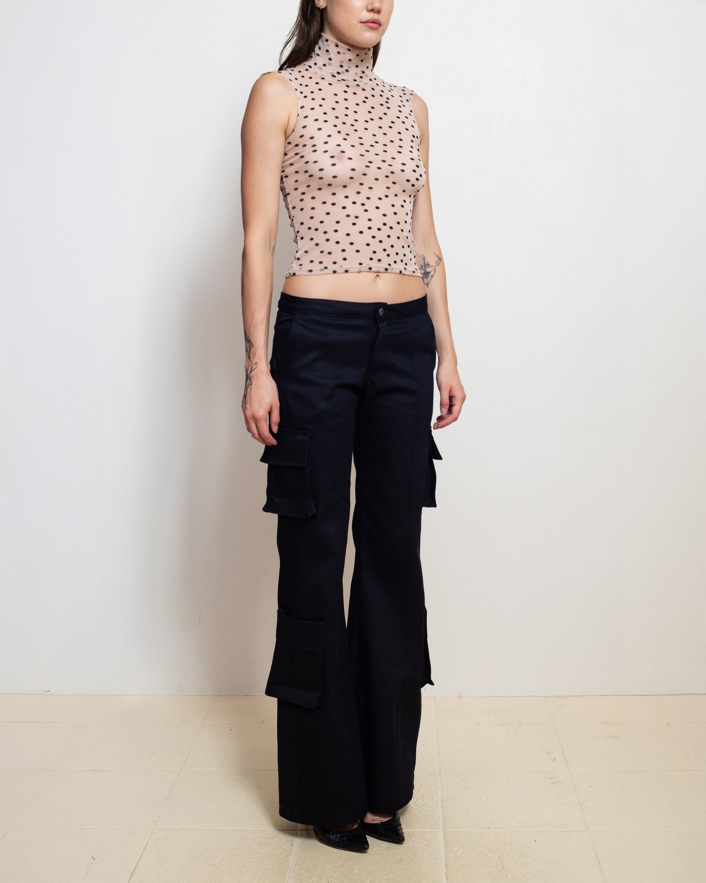 Bootcut Cargo Pant in Black